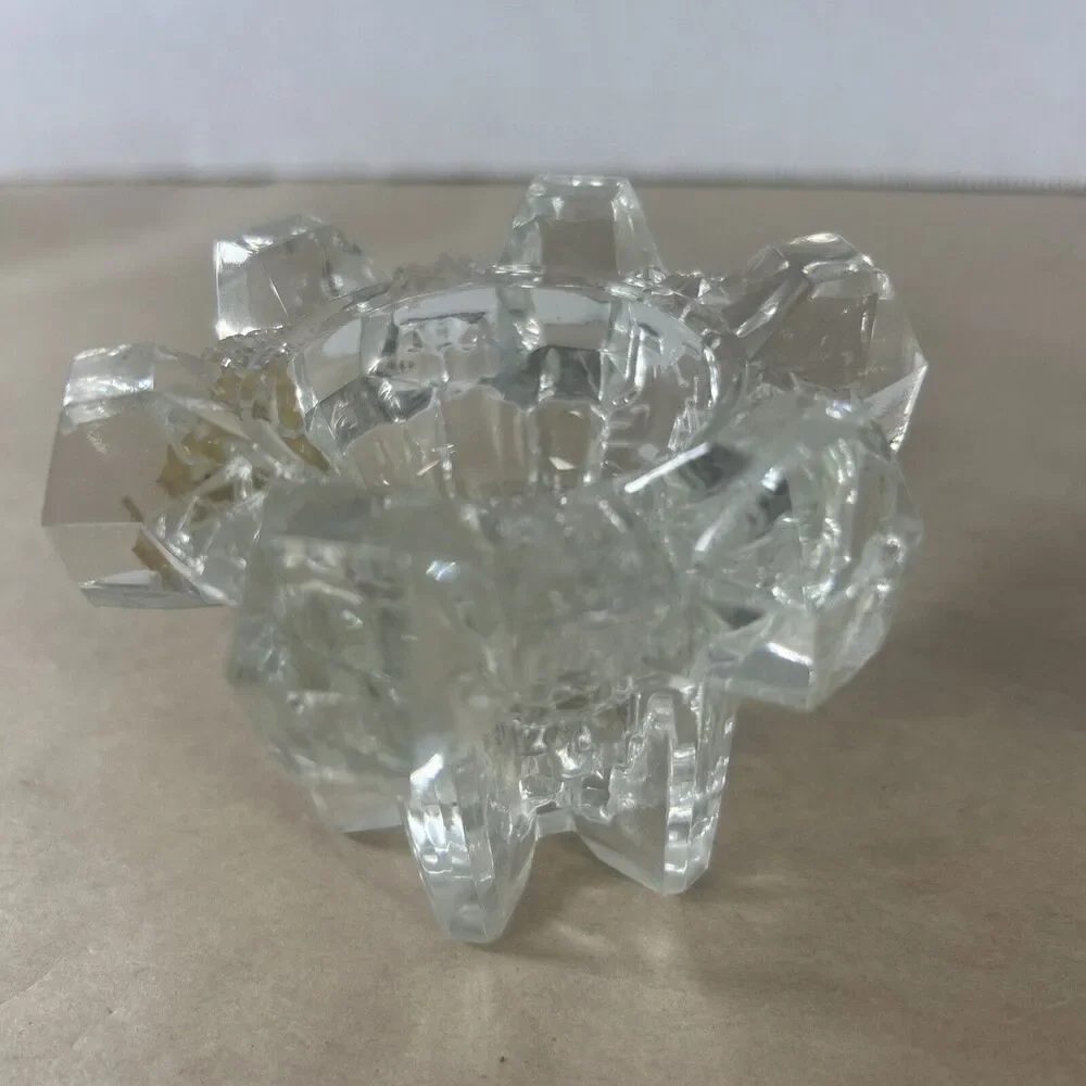 Vintage Heavy Clear Glass Candle Holders Set of 3 – Germany – Taper Stick Style
